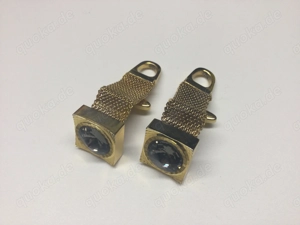 Herren Schmuck Vintage Manschettenknöpfe Vergoldet mit blauem Stein 