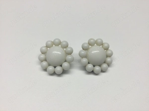 Damen Vintage Schmuck Ohrclips Weiß 70er Jahre 