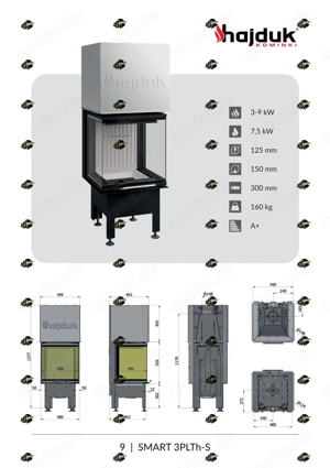 Kamineinsatz  SMART 3PLTh-S B 7,5KW Panorama U Kamin U-Form Ofen Heizeinsatz Neu Hajduk LDF-Kamine Bild 2
