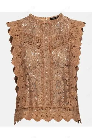 NEU mit ETIKETT Blumen Blüten Lace- Spitze Litzen Ärmellos Blusen Top T-Shirt HALLHUBER 36- 38  S 