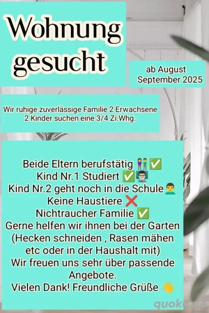Wohnung gesucht dringend 