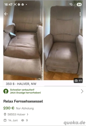 Fernsehsessel mit Aufstehhilfe