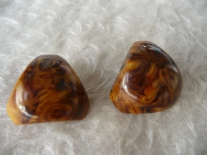 Vintage Bernstein Wurzelbernstein Ohrclips Ohrklips Ohrschmuck Ohrringe Gold 