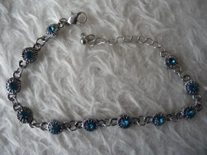  Armkette Arm Kette Armreif Armband hellblaue Ziersteine Silberfarben