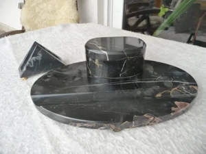 Prächtiges WMF Schreibtischset Luxusmarmor Black Portoro frühes 20. Jahrhundert