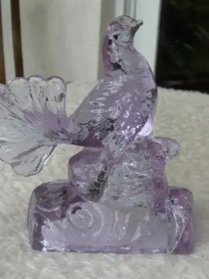 Sehr seltener antiker Alexandrit Glas Vogel Pressglas L. Moser Neodym Glasvogel