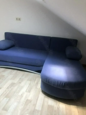 Schlafsofa Couch mit Bettkasten blau