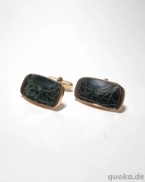 Manschettenknöpfe | vergoldet | Nachlass | Schmuck  | Kroko Leder Bild 3