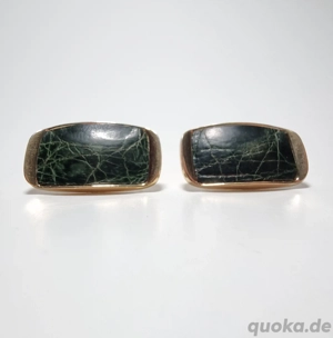 Manschettenknöpfe | vergoldet | Nachlass | Schmuck  | Kroko Leder Bild 5
