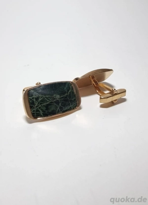 Manschettenknöpfe | vergoldet | Nachlass | Schmuck  | Kroko Leder Bild 6