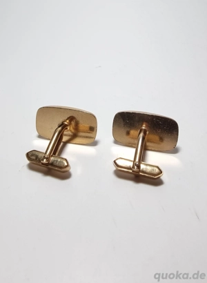 Manschettenknöpfe | vergoldet | Nachlass | Schmuck  | Kroko Leder Bild 8