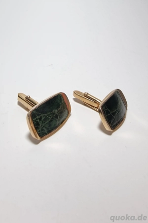 Manschettenknöpfe | vergoldet | Nachlass | Schmuck  | Kroko Leder Bild 4