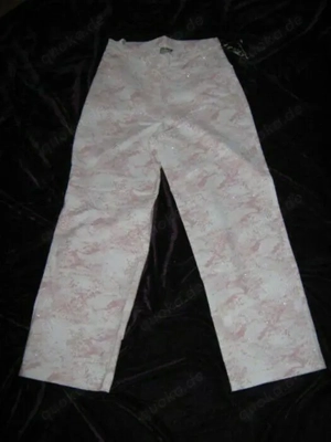 NEU mit ETIKETT Glitzer 7 8 Stiefel Capri Jeans Hose Lip on Lip 34- 36  XS- S rosé-rosequarz silber