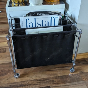 Bauhaus Zeitungsständer Chrom Wildleder