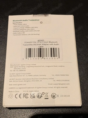 Ugreen Bluetooth Transmitter Receiver Bild 2 Ugreen Bluetooth Transmitter Receiver Bild 2