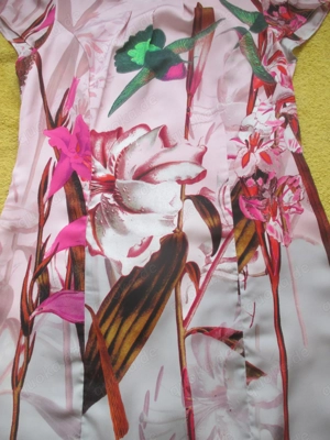 NEU Edel Orchideen Blüten Kolibri Seiden Satin Kleid GERRY WEBER 38- 40  S- M ros  pink bunt Pastell