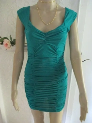 NEU Cocktail Disco Abend Ausgeh Bodycon Strech Träger Mini- Kleid H&M 34, 36- 38  XS smaragd- grün