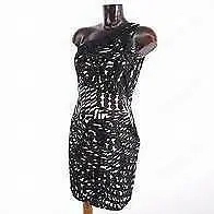 NEU mit Etikett One Shoulder Bustier Cocktail Abend Ausgeh Stickerei Kleid Vera Mont 34-36  XS-S