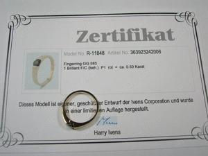 NEU: Brillant-Ring 585 Gold Gr. 18-57 19-60 0,5 Carat roter Diamant Bild 7
