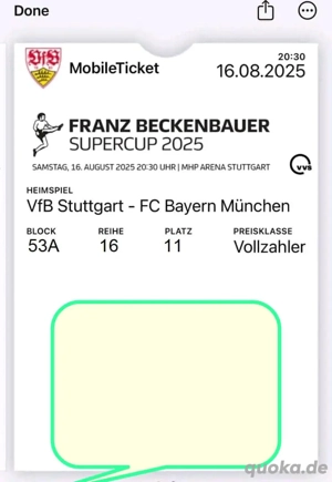  Tickets für das Spiel gegen Bayern München 