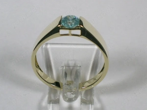 NEU: Brillant-Ring Gr. 18 - 56,5 585 Gold 0,5 Carat blauer Diamant Bild 2