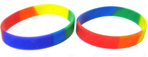 2er Set: Armband   Armbänder aus Silikon - Regenbogen - Neu Bild 3
