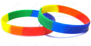 2er Set: Armband   Armbänder aus Silikon - Regenbogen - Neu