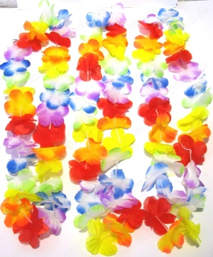 3 Stück - Hawaii Blüten Kette - Silikonband - Regenbogen - Neu