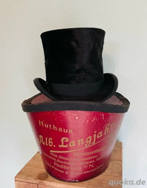 Zylinder & Hutschachtel, antik, 1890er, Huthaus Alb. Langjahr, Heilbronn, Dekoration