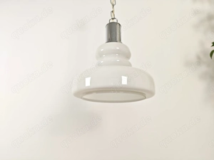 Vintage Weiße Opalglas Pendelleuchte   1970er Jahre Jugoslawische Mid Century Modern Hängelampe 