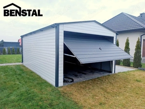 Garage Blechsatteldach 3x5 Weiß Anthrazit Stahlkonstruktion Verzinktv