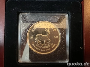 1 Oz Gold Krügerrand 1968 in Münzkapsel Und Etui Mit Zertifikat Und Rechnung