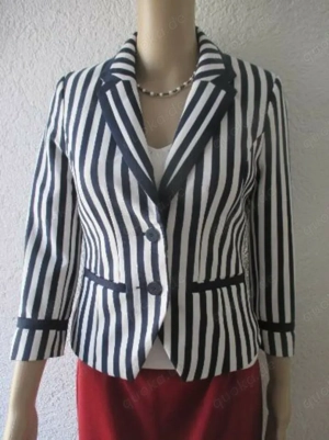 NEU Marine Navy Sailor Maritim Club College Style Streifen Kostüm Anzug BLAZER H&M 36-38 S blau weiß