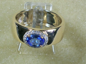 NEU: Ring Gr. 17,3-54 18,3-57,5 375 Gold mit Ceylon Saphir+Zirkon