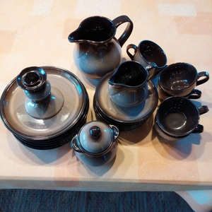 Kaffeeservice Keramik braun grau