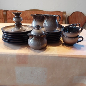 Kaffeeservice Keramik braun grau Bild 2