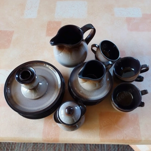 Kaffeeservice Keramik braun grau Bild 4