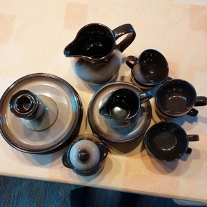 Kaffeeservice Keramik braun grau Bild 3