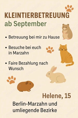 Liebevolle Kleintierbetreuung & Gassi-Service   Berlin Marzahn & umliegende Bezirke