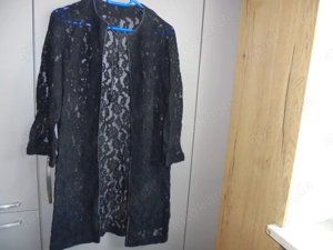 Damen Longweste Cardigan schwarz Gr. 42 Lochmuster neuwertig
