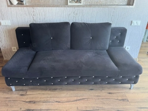 Schlafcouch   Sofa  schwarz mit Swarovski Steinen