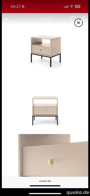 Nachttisch NEU OVP Kommode mit Schubalde Beige Schwarz