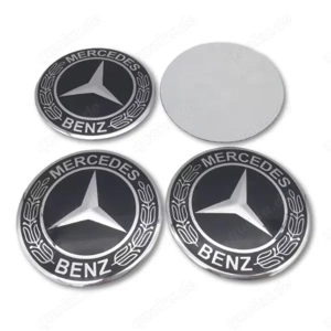 MERCEDES BENZ Radmitte aufkleber nabendeckel embleme 56mm 60mm 65mm 70mm 75mm Schwarz LORBEER