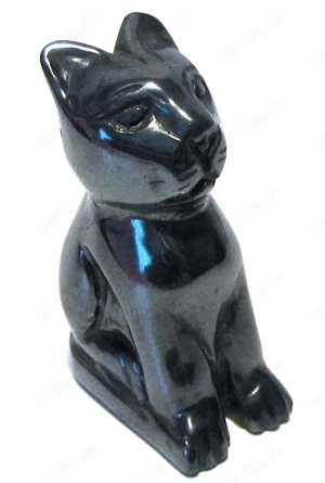 Katze - kleine Figur aus Hämatit massiv - Höhe: ca. 4,6cm