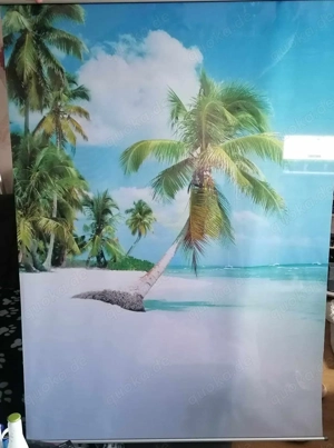 Teilen Stoffbanner  Palmenstrand  aus Fahnenstoff 135 x 95 cm schwer enflammbar
