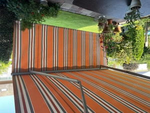 Gelenkarm-Markise der Fa. Leiner 4x4 m mit Volant 1,75m