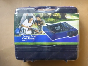 Gaskocher Camping Kocher Everflame mit Piezozündung inkl. 12 Kartuschen + Koffer