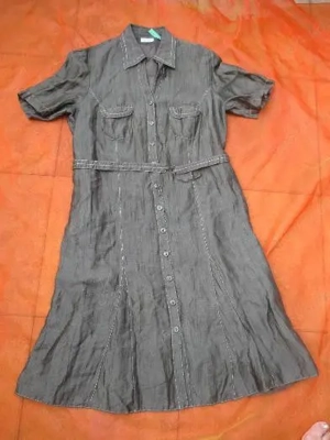 NEU mit ETIKETT Leinen Crinkel Hemdblusen Kleid GERRY WEBER Gr. 42, 44- 46  M- L khaki grün