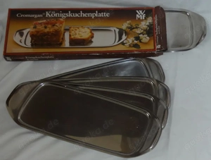 DK WMF Königskuchenplatte 5 Stück Servierpatte Edelstahl Rostfrei Cromargan 36x14 gebraucht, gut erh