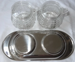 DK WMF Konfitüren-Set Servierteller +2 Gläser rund m Deckel Vintage gebraucht gut erhalten Wir leer